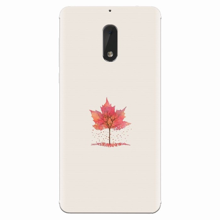 Husa silicon pentru Nokia 6, Autumn Tree Leaf Shape Illustration