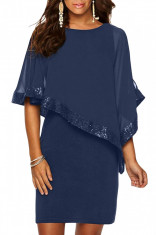 U755-44 Rochie mini cu voal tip poncho foto