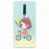 Husa silicon pentru Nokia 8, Girl And Bike