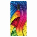 Husa silicon pentru Nokia 6, Curly Colorful Rainbow Lines Illustration