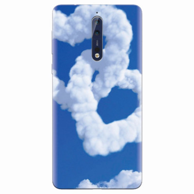 Husa silicon pentru Nokia 8, Heart Shaped Clouds Blue Sky foto