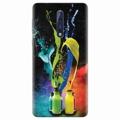 Husa silicon pentru Nokia 8, Abstract Color Bottles Splash foto