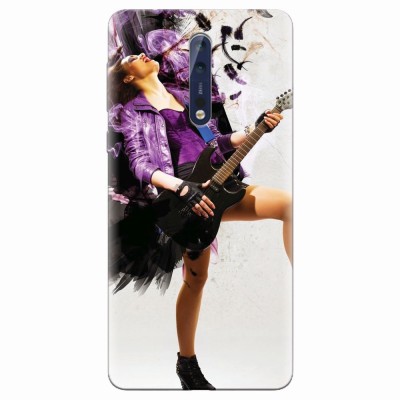 Husa silicon pentru Nokia 8, Rock Music Girl foto
