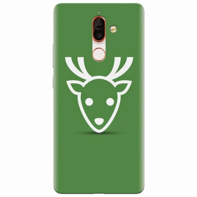 Husa silicon pentru Nokia 7 Plus, Minimal Reindeer Illustration Green foto
