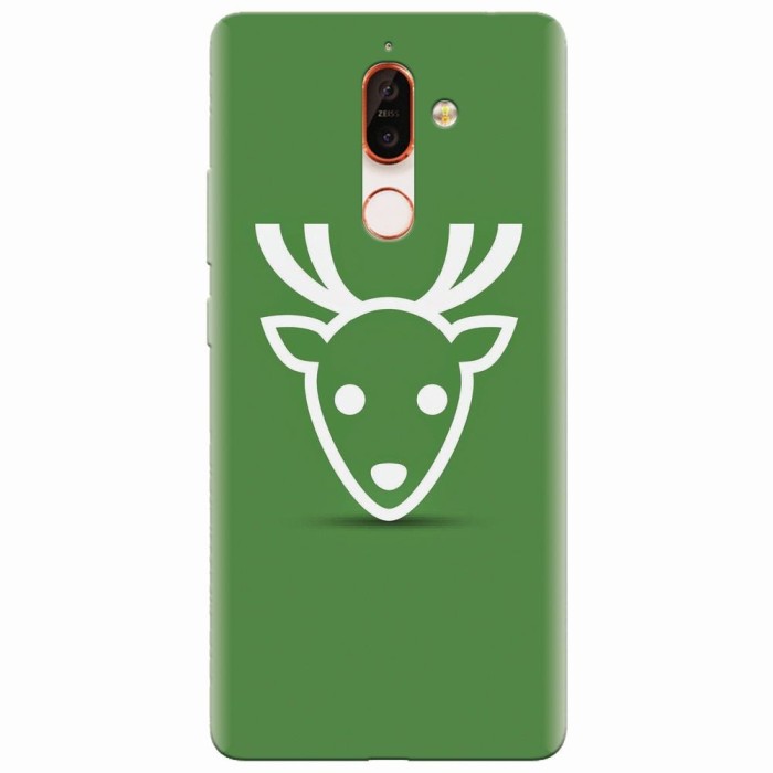 Husa silicon pentru Nokia 7 Plus, Minimal Reindeer Illustration Green