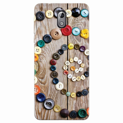 Husa silicon pentru Nokia 3.1, Colorful Buttons Spiral Wood Deck foto