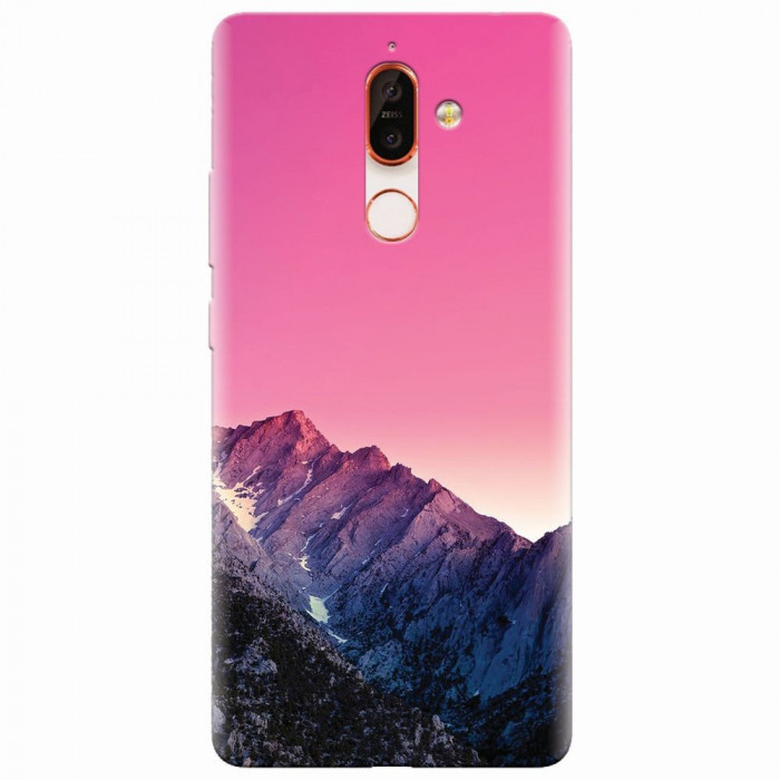 Husa silicon pentru Nokia 7 Plus, Mountain Peak Pink Gradient Effect