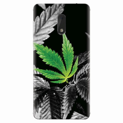 Husa silicon pentru Nokia 6, Trippy Pot Leaf Green foto