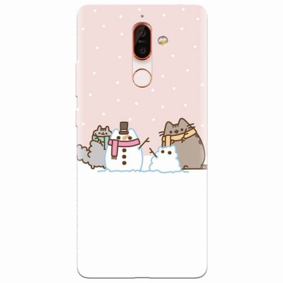 Husa silicon pentru Nokia 7 Plus, Cat And Snowman foto