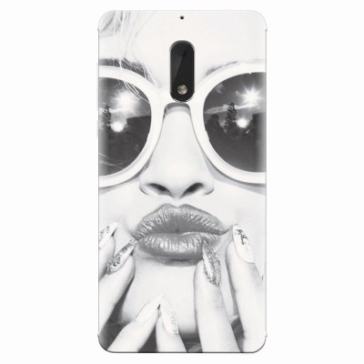 Husa silicon pentru Nokia 6, Black And White Portrait Blonde Model In Fashion Sunglasses foto