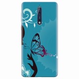 Husa silicon pentru Nokia 8, Blue Butterfly