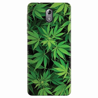 Husa silicon pentru Nokia 3.1, Green Leaf Pattern foto