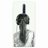 Husa silicon pentru Nokia 8, Girl With Headphone