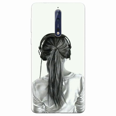 Husa silicon pentru Nokia 8, Girl With Headphone foto