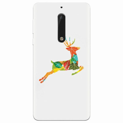 Husa silicon pentru Nokia 5, Colorful Reindeer Jump Illustration foto