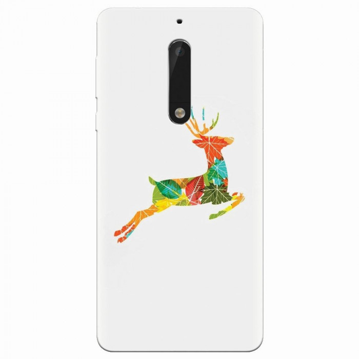 Husa silicon pentru Nokia 5, Colorful Reindeer Jump Illustration