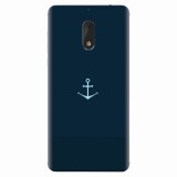 Husa silicon pentru Nokia 6, Blue Navy Anchor Illustration Flat