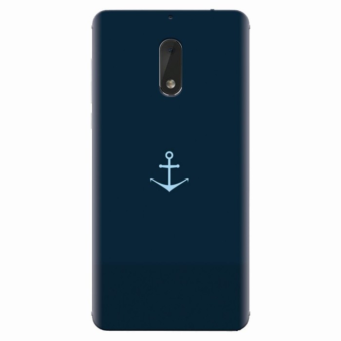 Husa silicon pentru Nokia 6, Blue Navy Anchor Illustration Flat