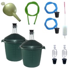 2 x Damigeana 10L din sticla, in cos din plastic verde + Accesorii foto