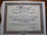 ACTIUNI MINIERE &quot;MICA&quot; - SOCIETATE ANONIMA - 50000 LEI - 1946 - CERTIF . PROVIZ.