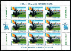 Romania 2004, LP 1633 a, Romania membra NATO, coli de 9, MNH! LP 320,00 lei foto
