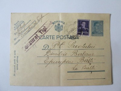 Basarabia-Tighina/Bender,carte postala cenzurata WWII cu stampilata Balti 1942 foto