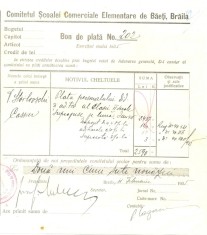 Z377 DOCUMENT VECHI-COMITETUL SCOALEI COMERCIALE ELEMENTARE DE BAIETI, BRAILA