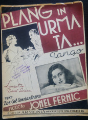 Plang in urma ta/ tango de Jonel Fernic// partitura foto