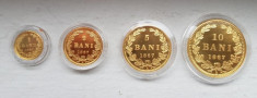 Set BNR Replica 1 Ban, 2 Bani, 5 Bani, 10 Bani din aur. Tiraj 250 buc. foto