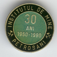 Insigna MINERIT - Institutul de MINE Petrosani - Aniversare 30 de ani