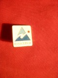 Insigna Rokura , metal si email , L= 1,5 cm