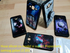 Husa silicon cu model si suport Popsockets samsug galaxi J3 2017 foto