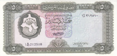 Bancnota Libia 5 Dinari (1972) - P36b UNC ( valoare catalog $125!! ) foto
