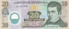Bancnota Honduras 20 Lempiras 2008 - P95 UNC ( polimer ) foto