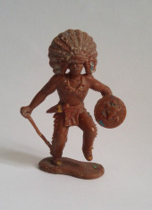 Figurina indian plastic Crescent Toy England, 7 cm, Vestul Salbatic, Wild West foto