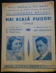 Hai acasa, puisor/ tango de Ion Vasilescu// partitura foto