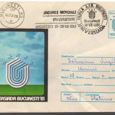 IP 10073 INTREG POSTAL - STEMA, SIGLA, UNIVERSIADA '81