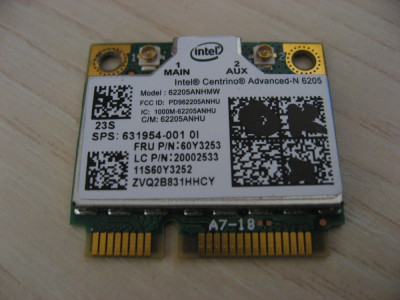 Placa wireless HP 631954-001, Lenovo 60Y3253, LC 20002533, Intel Advanced-N 6205 foto