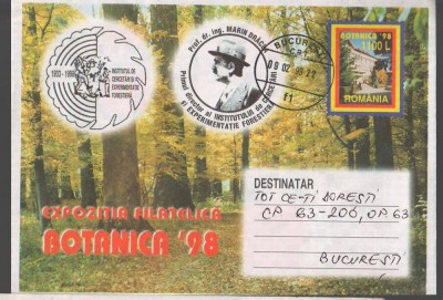 IP 10026 INTREG POSTAL - EXPOZITIA FILATELICA &amp;quot;BOTANICA &amp;#039;98&amp;quot;, 09.02.1999 foto