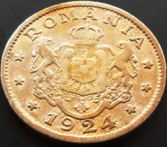 Moneda (Bun pentru) 1 LEU - ROMANIA, anul 1924 *cod 4627 - Poissy foto