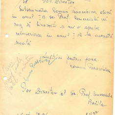 Z393 DOCUMENT VECHI- CERERE INSCRIERE SCOALA PROFESIONALA COMERCIALA BRAILA 1954