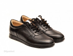 Pantofi dama sport-casual negri din piele naturala cu siret cod P110 foto