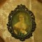Tablouas stampa pe matase, rama bronz Baroc Victorian, sec 19