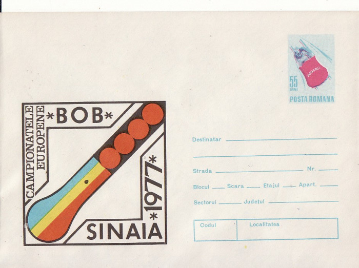 Sport-Campionatele europene de bob -Sinaia 1977-plic necirc.