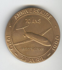 Medalie AVIATIE - Aniversare 70 ani Tarom &amp;amp; Air France 1920-1970 foto