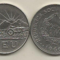 ROMANIA RSR 1 LEU 1966 [2] XF+ , livrare in cartonas