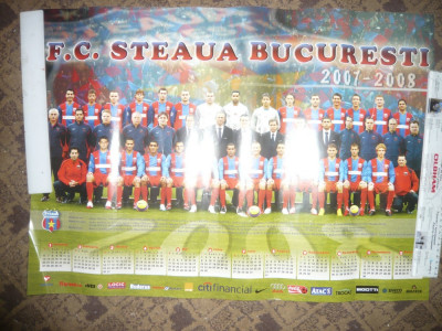 Poster - Steaua Bucuresti -2007-2008 , dim. = 67x48 cm ,color ,cu calendar foto