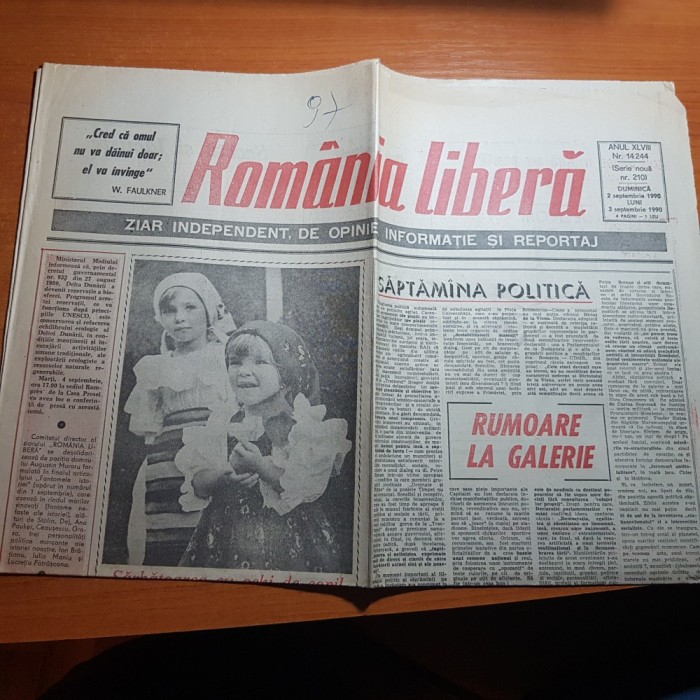 ziarul romania libera 2-3 septembrie 1990-intalnire gorbaciov-bush