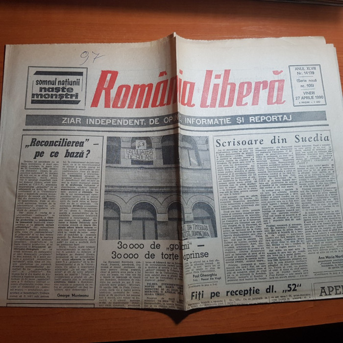 romania libera 27 aprilie 1990-la bucuresti revolutia continua,30000 de golani