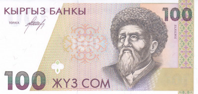 Bancnota Kyrgyzstan 100 Som (1994) - P12 UNC foto